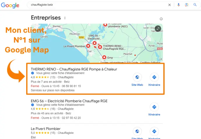 fiche google chauffagiste